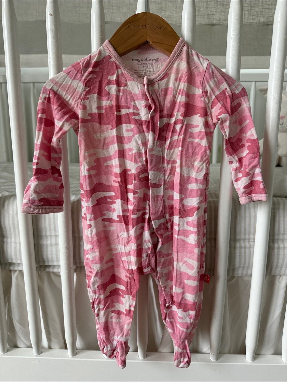Magnetic Me Pink and White Camo Infant Pajamas